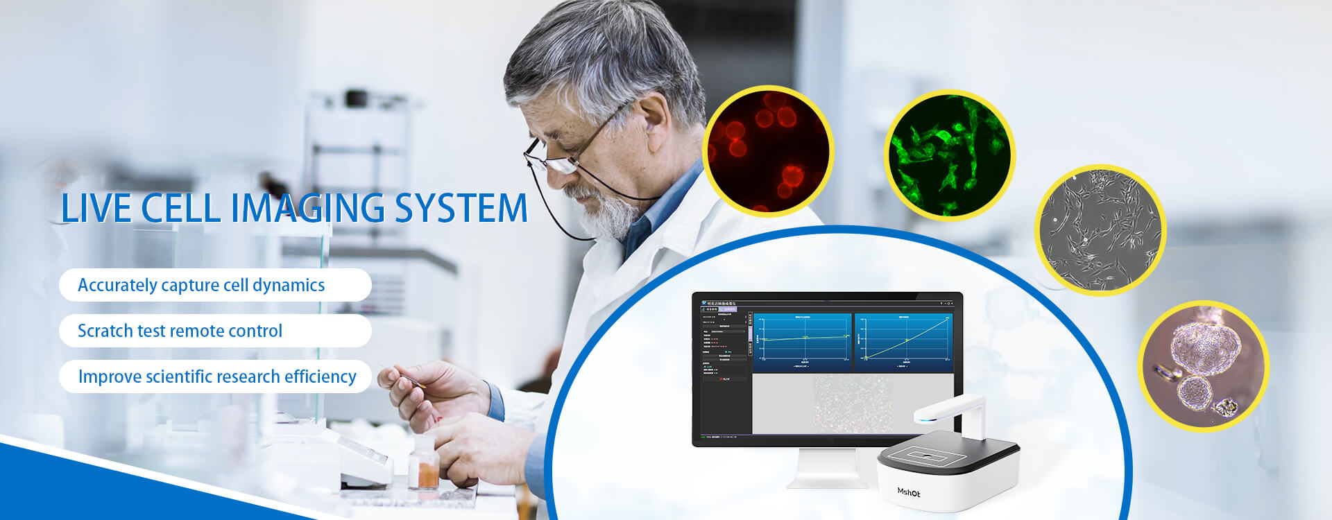 Mshot live cell imaging system for real-time cell monitoring